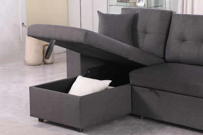 Daniel - Upholstered Reversible Sectional With Pull Out Loveseat