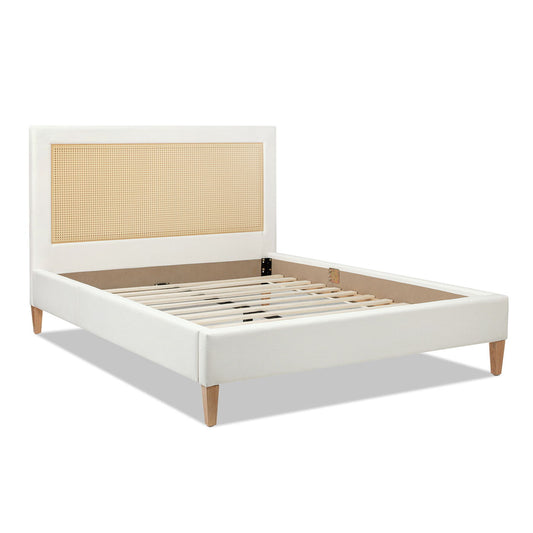 Haley - Upholstered Cane Back Platform Bed