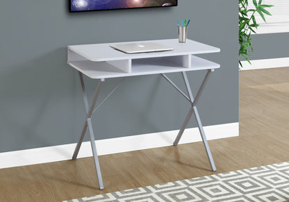 Computer Desk For Home Office, Laptop, Storage Shelves, Modern Convenient Design - White