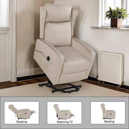 Power Lift Recliner Chair, Adjustable Modern Lift Chair, Lift Recliner Sofa For Back, Lumbar, Legs Support, Classic Power Recliner Chair With Remote Control, Side Pocket - Light Gray