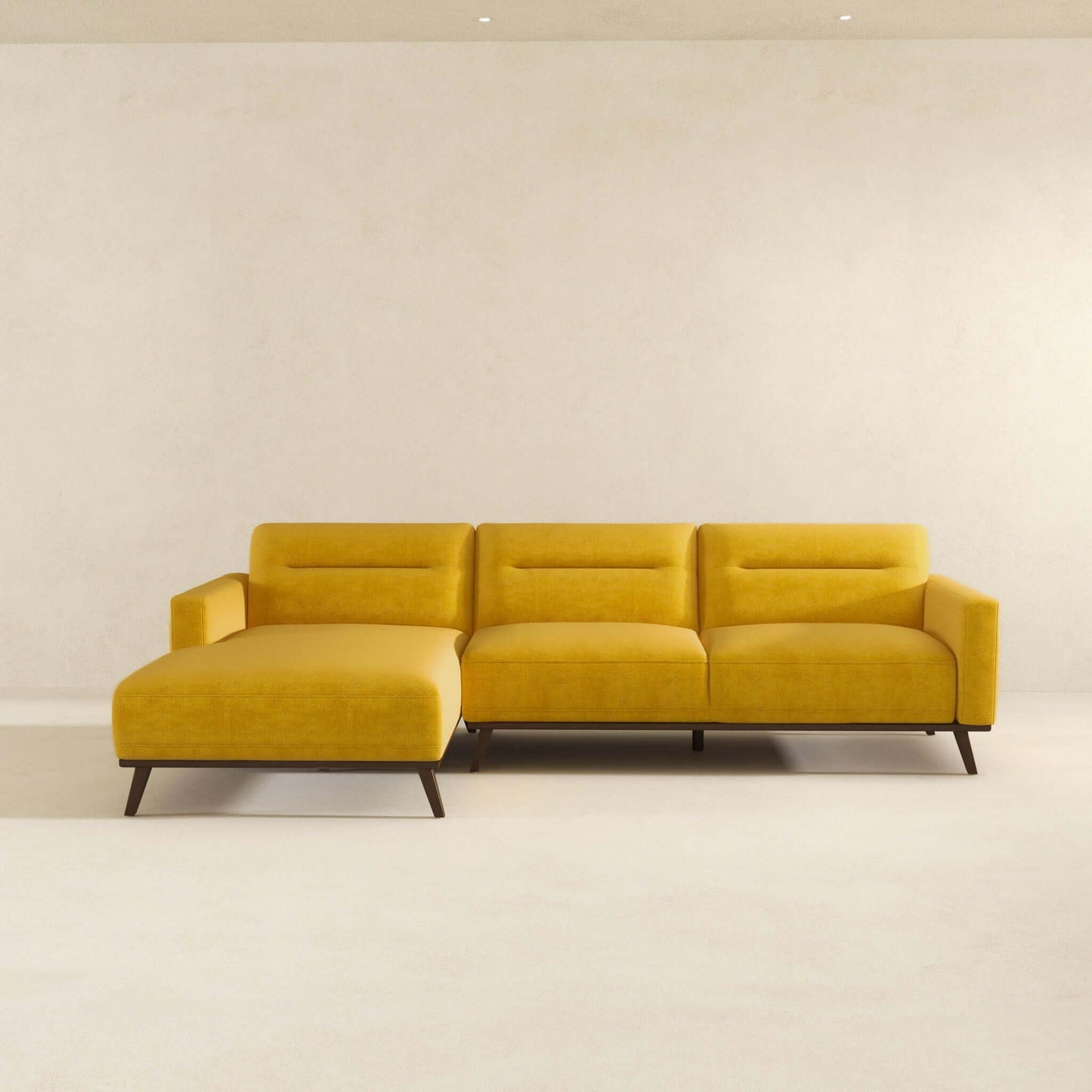 Ella - L Shaped Linen Left Sectional Couch - Yellow