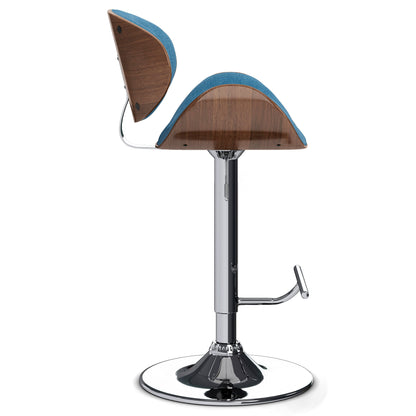 Marana - Bentwood Adjustable Swivel Bar Stool - Blue Linen