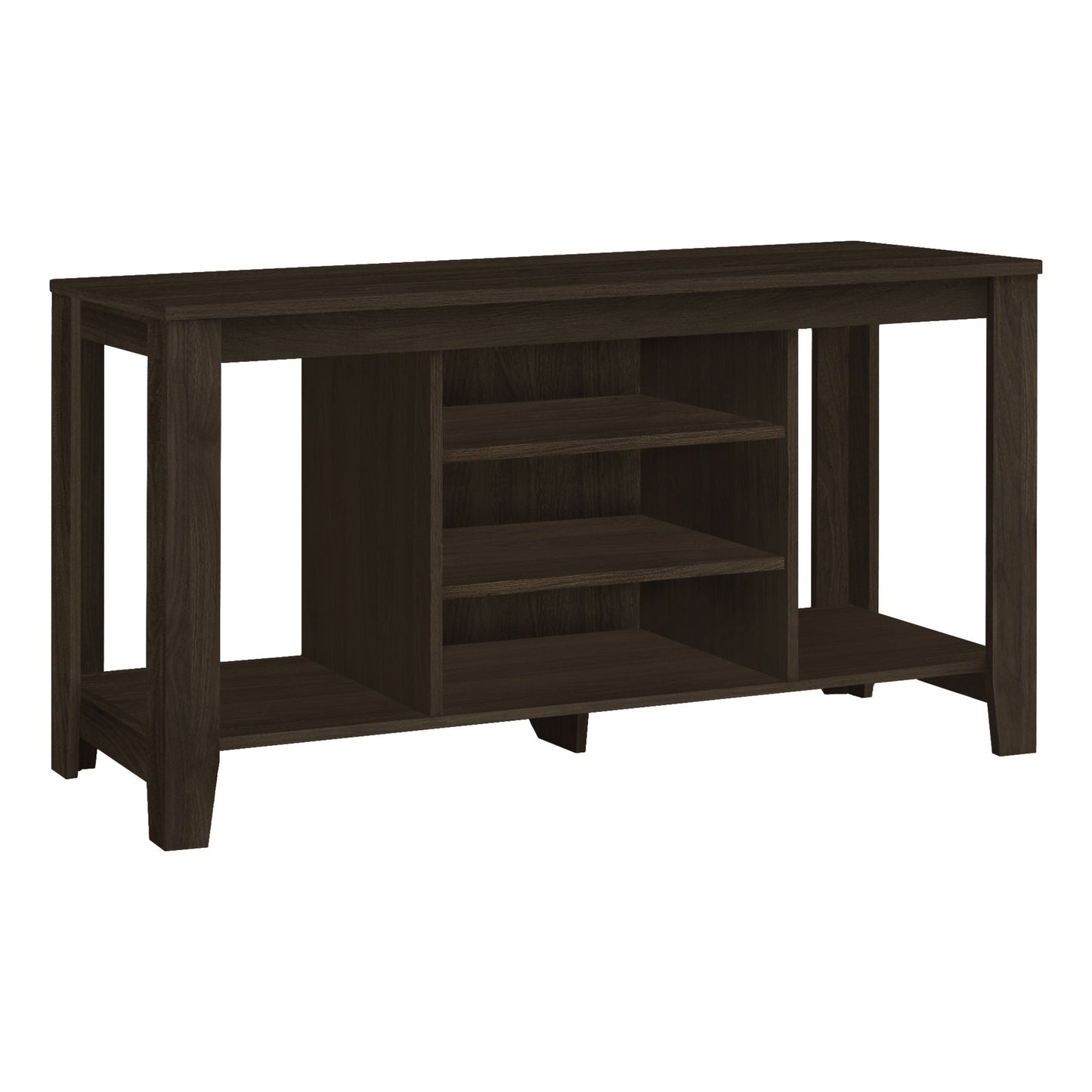 TV Stand, Console, Media Entertainment Center, Storage Shelves, Durable Construction - Espresso