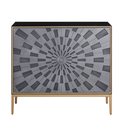 Quilla - Brass Console Cabinet - Black / Gery