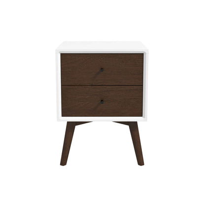 Caroline - Mid-Century Modern Style White Night Stand 2 Drawer