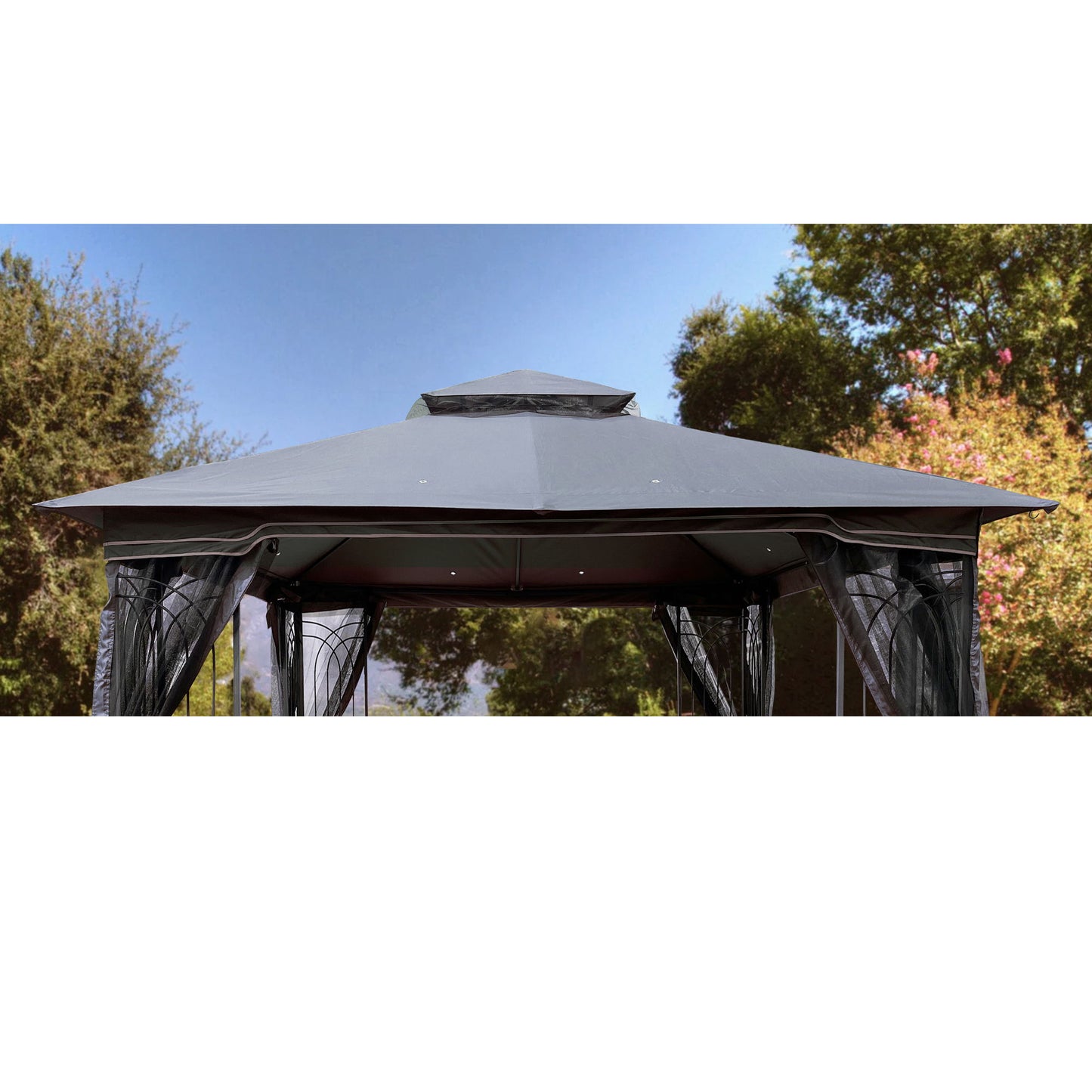 Patio Double Roof Gazebo Replacement Canopy Top Fabric