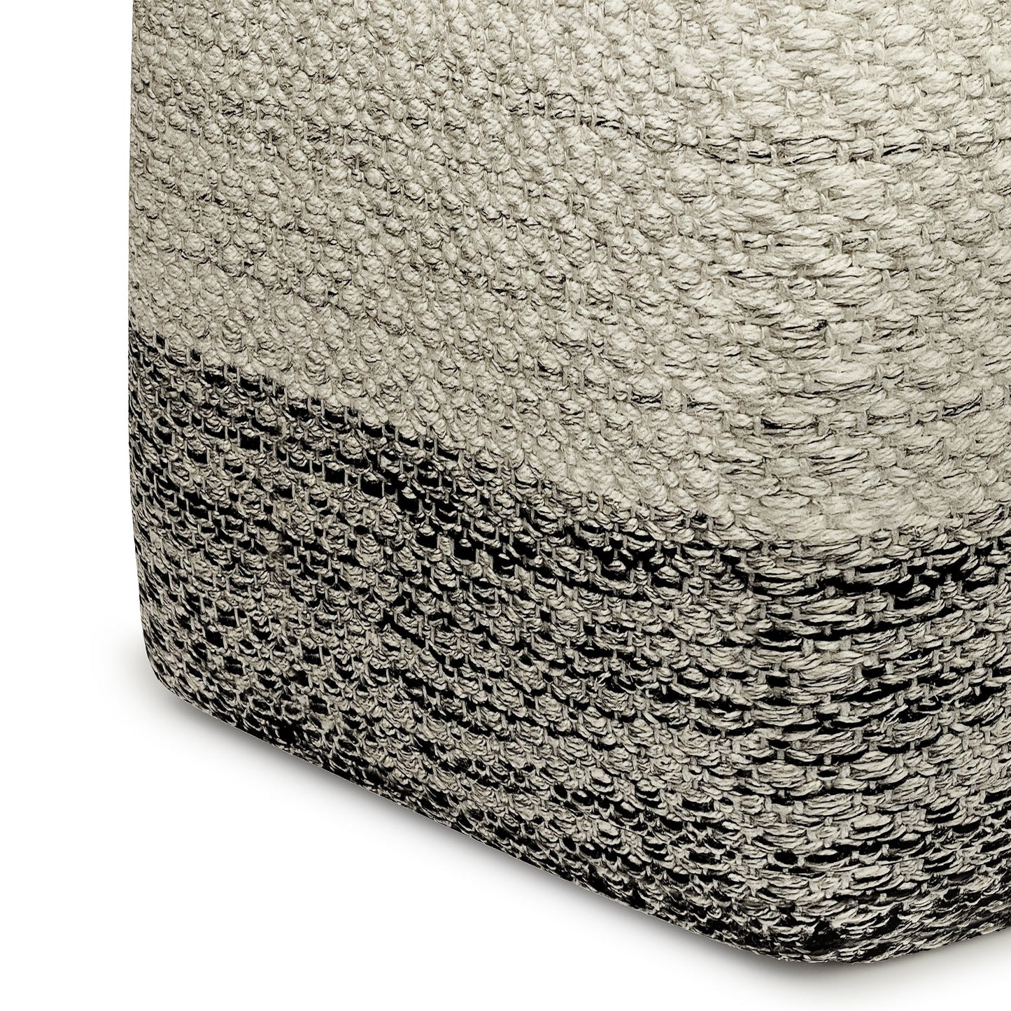 Macie - Square Woven Outdoor / Indoor Pouf - Gray / White