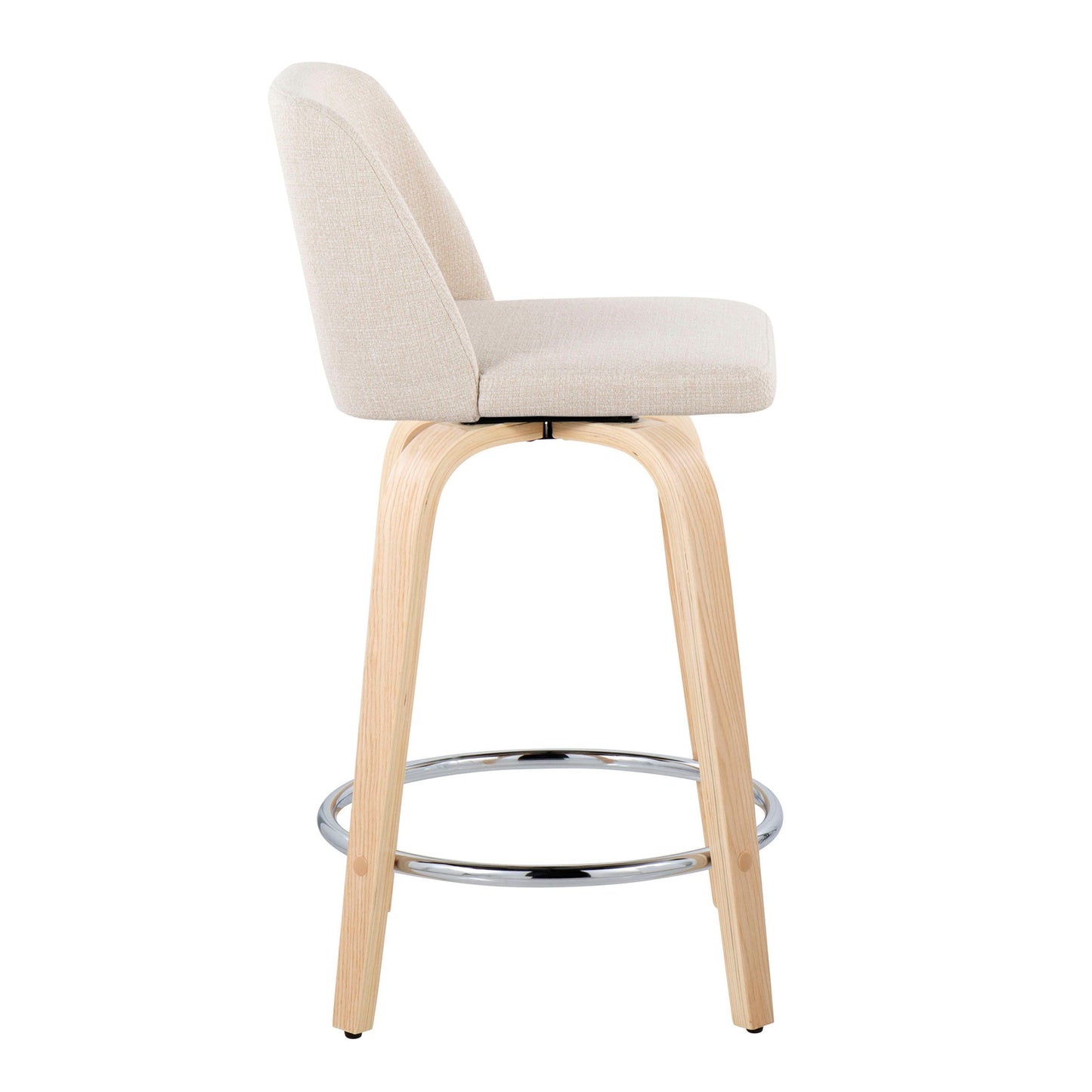 Toriano - Contemporary Fixed Height Counter Stool & Swivel And Round Footrest (Set of 2)