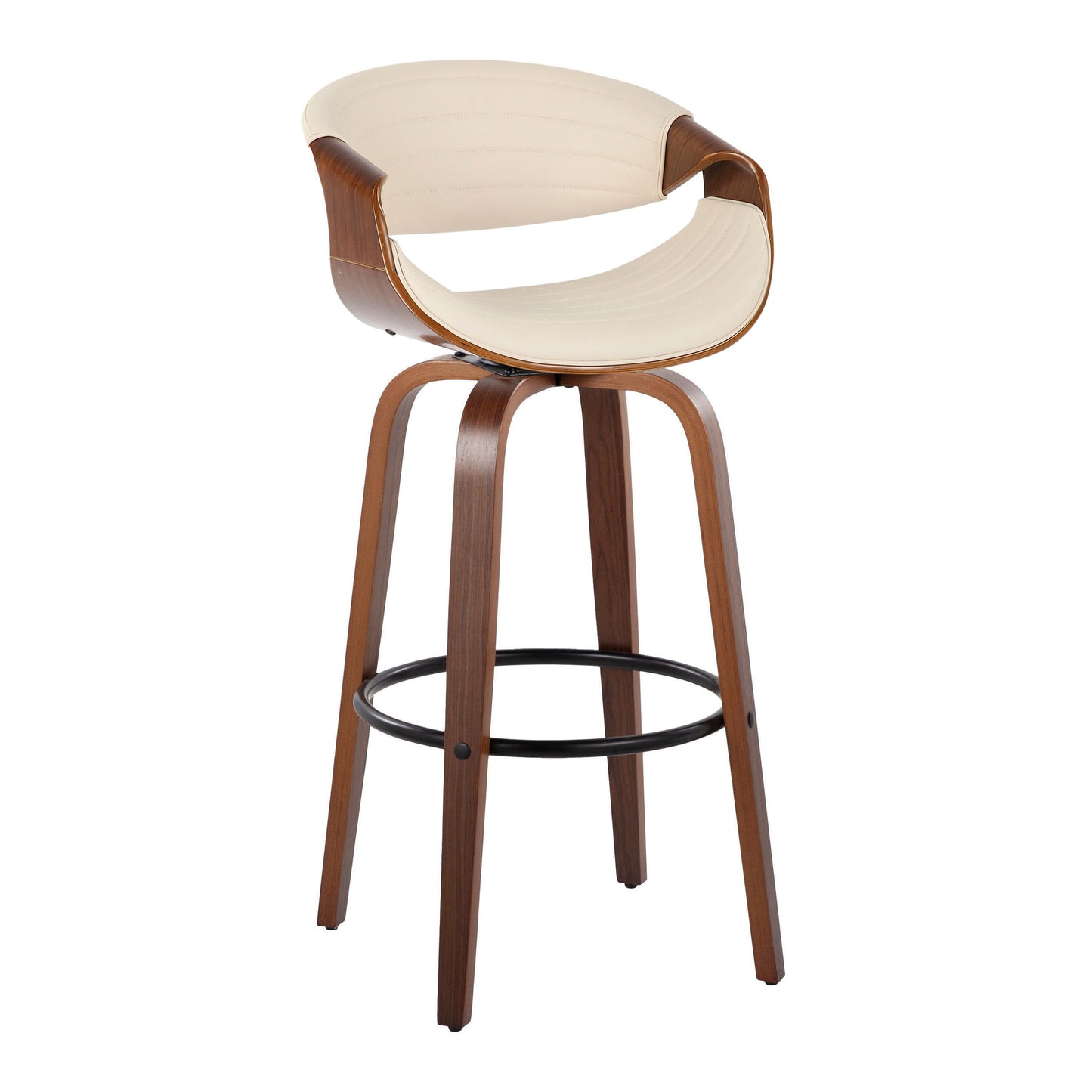 Symphony - Mid Century Modern Fixed Height Barstool With Swivel And Round Footrest (Set of 2)