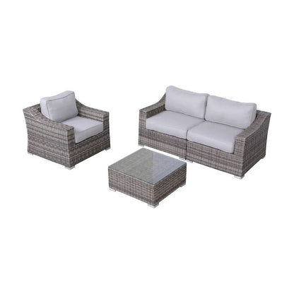 3 Person Seating Set With Cushions - Gray