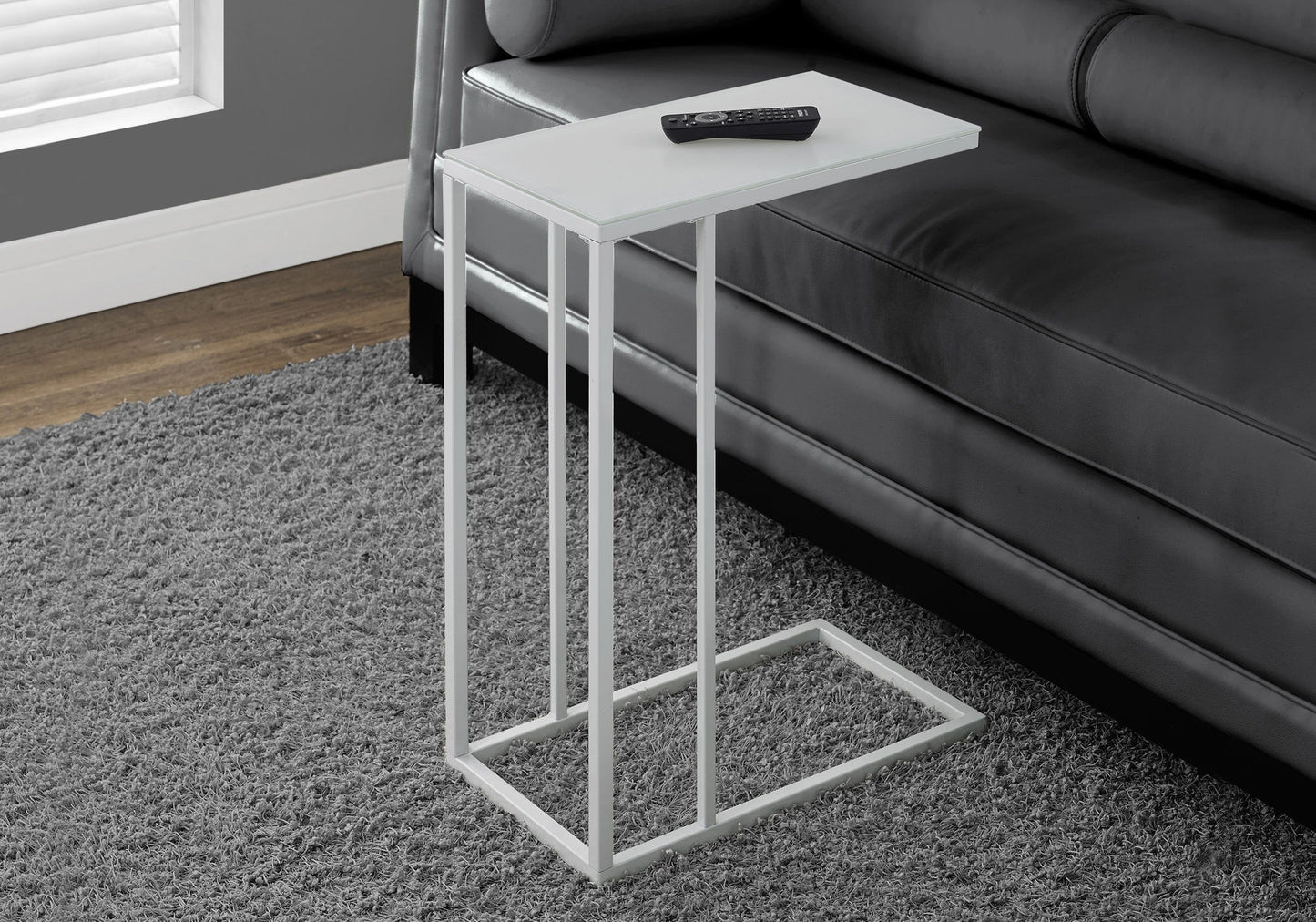 Accent Table, C - Shaped, Tempered Glass, Stylish Design Contemporary & Modern