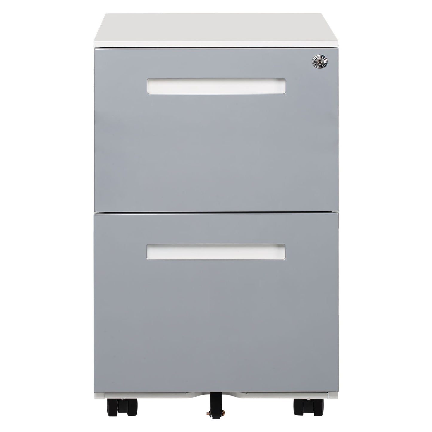 3 Drawer Mobile Locking File Cabinet, Rolling Filing Cabinet For Letter / A4 Size With 5 Wheels - Gray