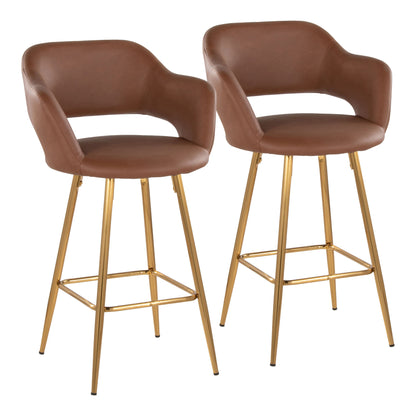 Margarite - Contemporary Fixed Height Counter Stool With Footrest (Set of 2) With Square