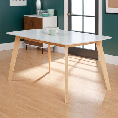 Contemporary Solid Wood Two Tone Dining Table - White