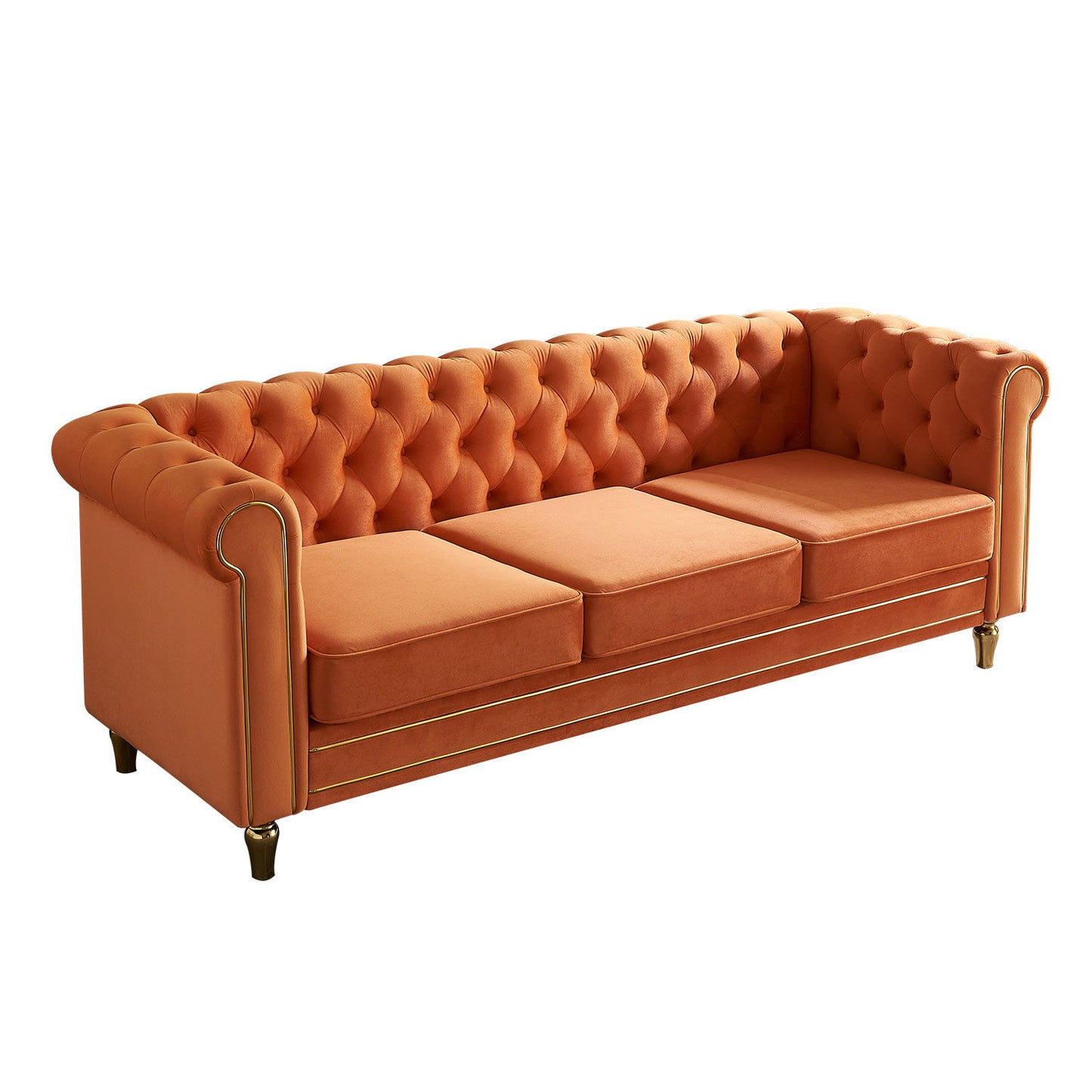 Chesterfield - Velvet Sofa 84.65" For Living Room