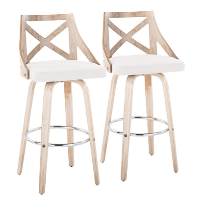 Charlotte - Farmhouse Fixed Height Bar Stool With Swivel And Round Footrest (Set of 2)