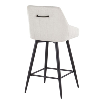 Hannah - Transitional Fixed Height Counter Stool With Swivel With Square Footrest (Set of 2)