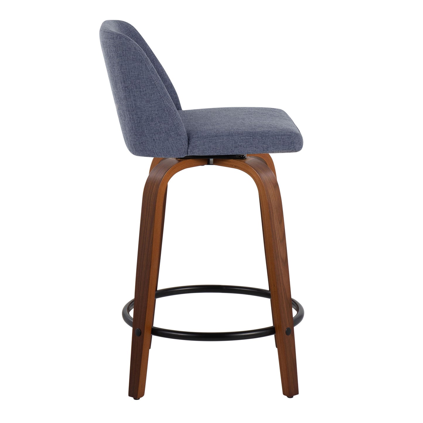 Toriano - Mid Century Modern, Fixed Height Counter Stool & Swivel And Round Footrest (Set of 2)