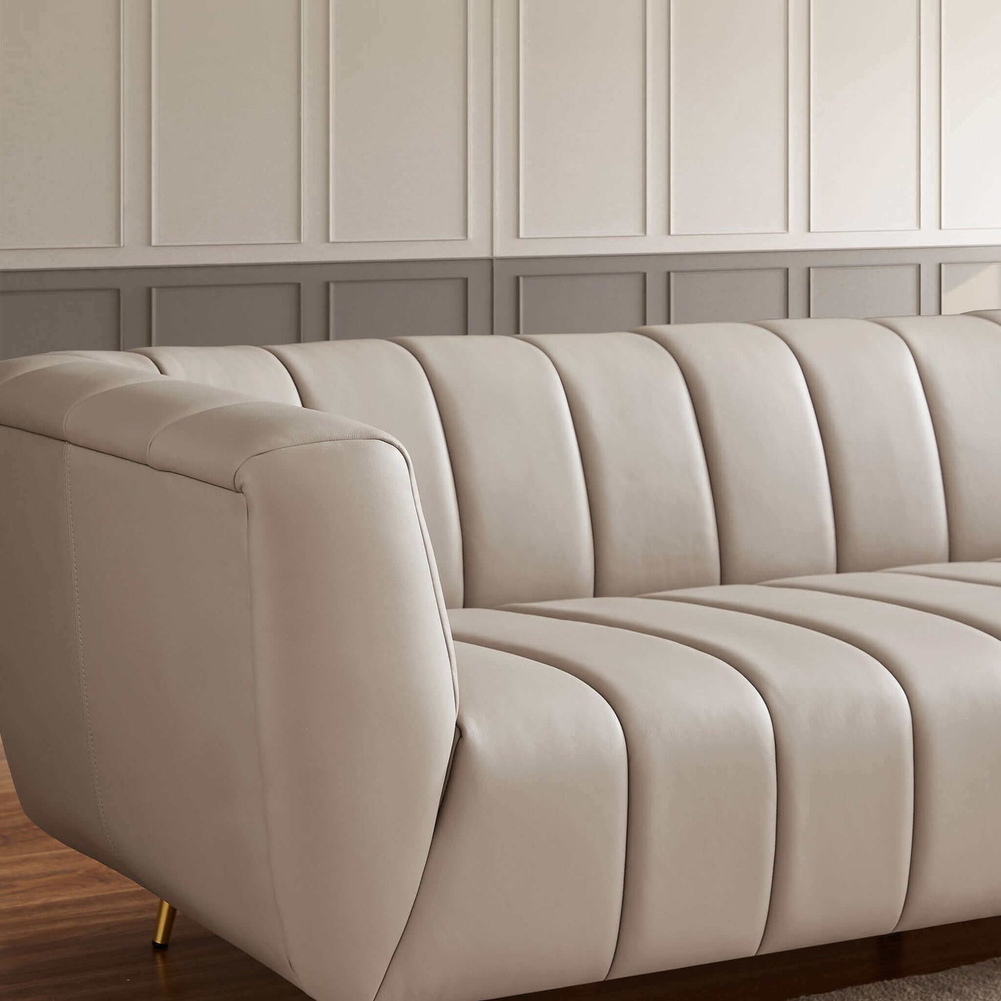 Lamattina - Genuine Italian Leather Channel Tufted Sofa