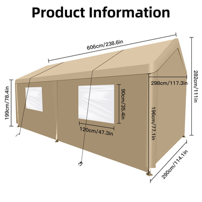 Carport, 10x20 Heavy Duty Portable Carport Garage Tent For Outdoor Storage Shelter