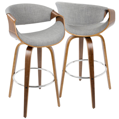 Curvini Mid - Century Modern Fixed Height Barstool With Swivel (Set of 2)