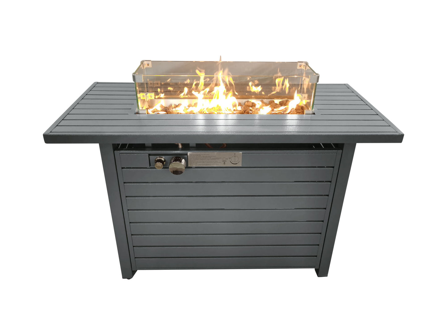 Propane Outdoor Fire Pit Table With Lid High-Quality Materials - Gray