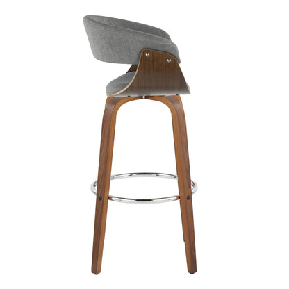 Vintage Mod - Mid Century Modern Fixed Height Barstool With Swivel With Round Footrest (Set of 2)