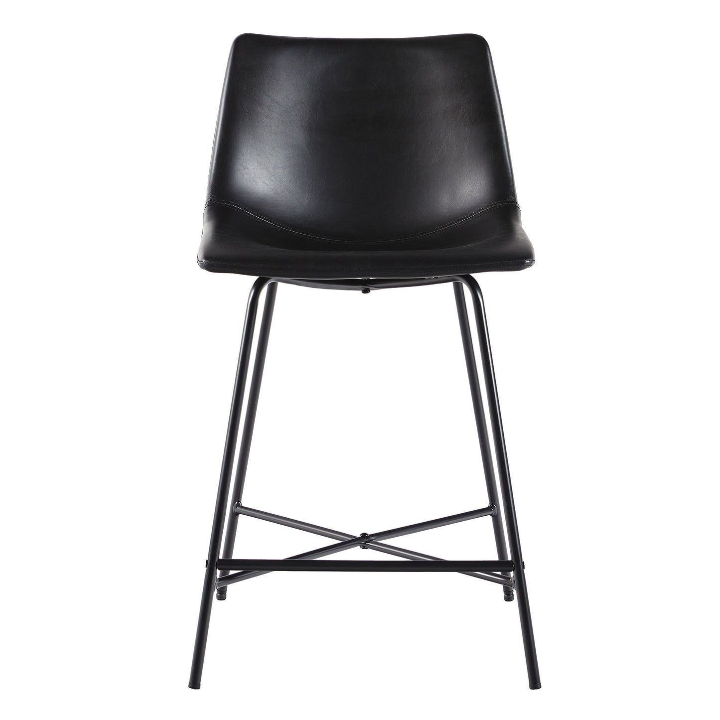 Modern Upholstered Counter Stool With Metal X Base (Set of 2) - Black