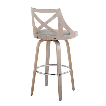 Charlotte - Farmhouse Fixed Height Bar Stool With Round Footrest (Set of 2)