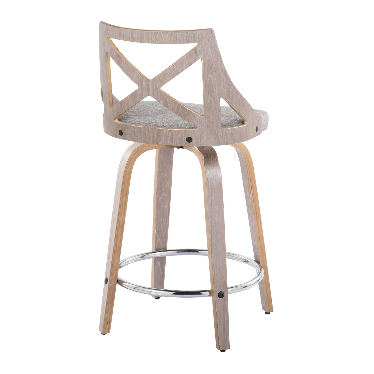 Charlotte - Farmhouse Fixed Height Counter Stool & Swivel With Round Footrest (Set of 2)