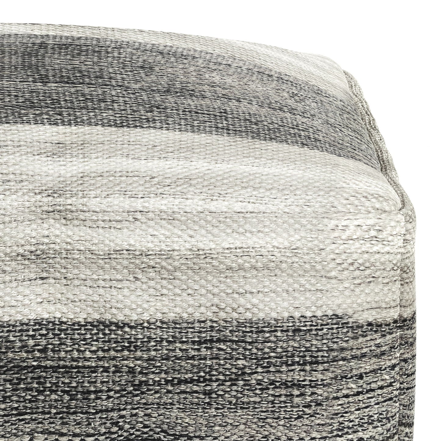 Mathis - Square Woven Outdoor / Indoor Pouf - Gray / White