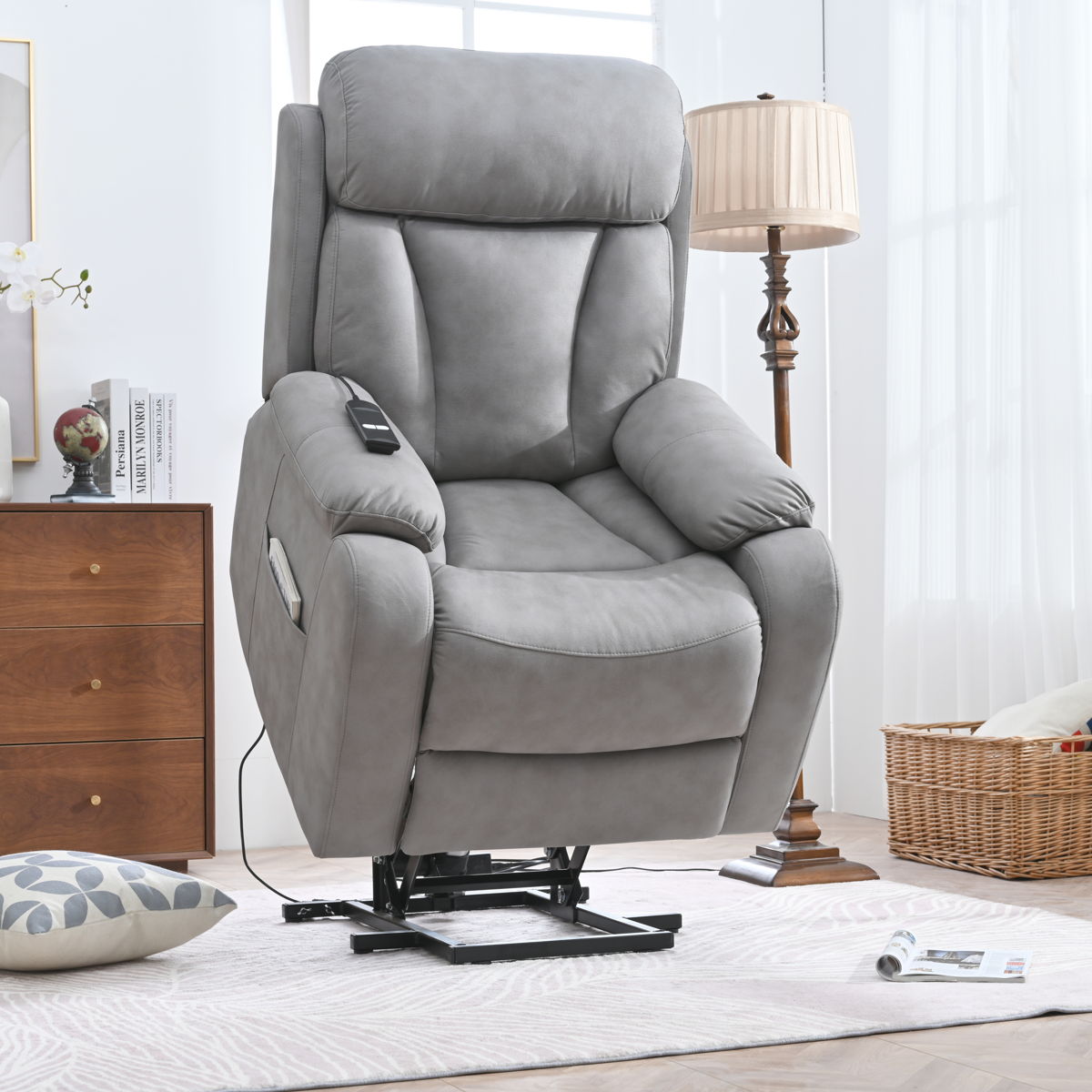 Lift Chair Recliner For Elderly Power Remote Control Recliner Sofa Relax Soft Chair Anti-Skid Australia Cashmere Fabric Furniture Living Room