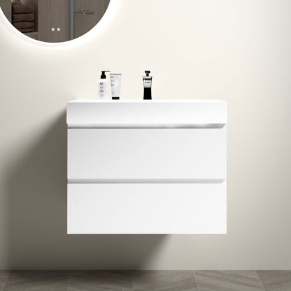 Alice - Bathroom Vanity With Large Storage, Sink Wall Mounted Floating Bathroom Vanity For Modern Bathroom, One-Piece Sink Basin Without Drain And Faucet