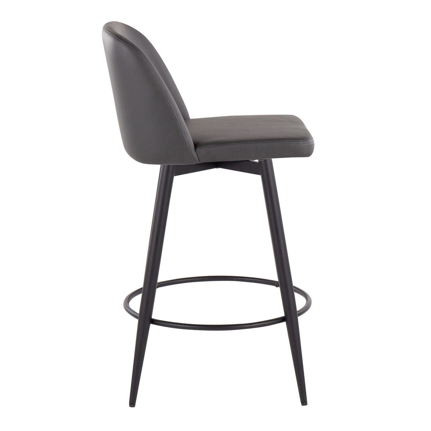 Toriano - Contemporary Fixed-Height, Counter Stool With Swivel With Round Footrest (Set of 2)