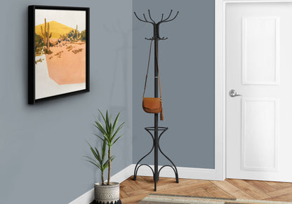 Coat Rack, Hall Tree, Free Standing, 12 Hooks, Entryway, 70"H, Umbrella Holder, Contemporary & Modern