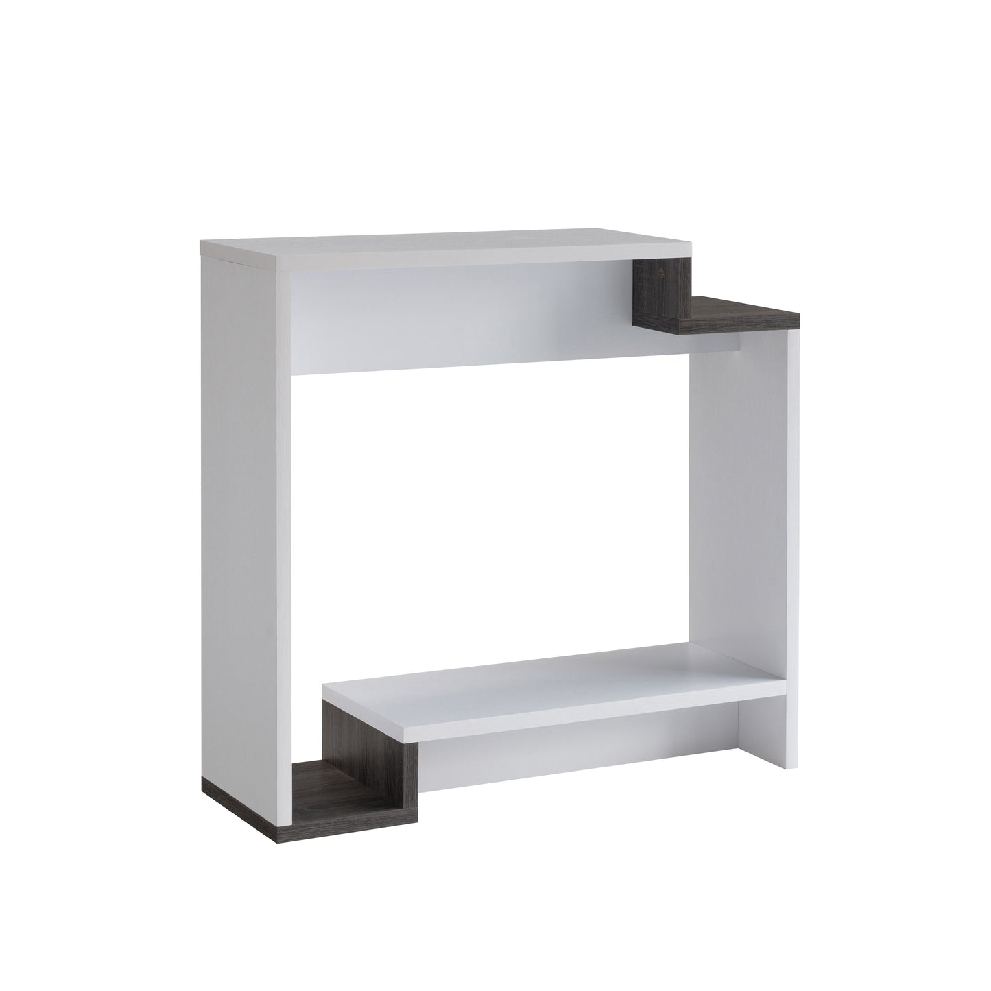 Contemporary Console Table With Two Open Shelves - White / Gray