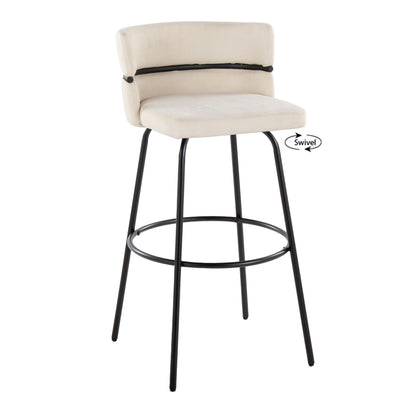 Cinch - Glam / Art Deco Fixed Height Barstool With Swivel & Round Footrest (Set of 2)