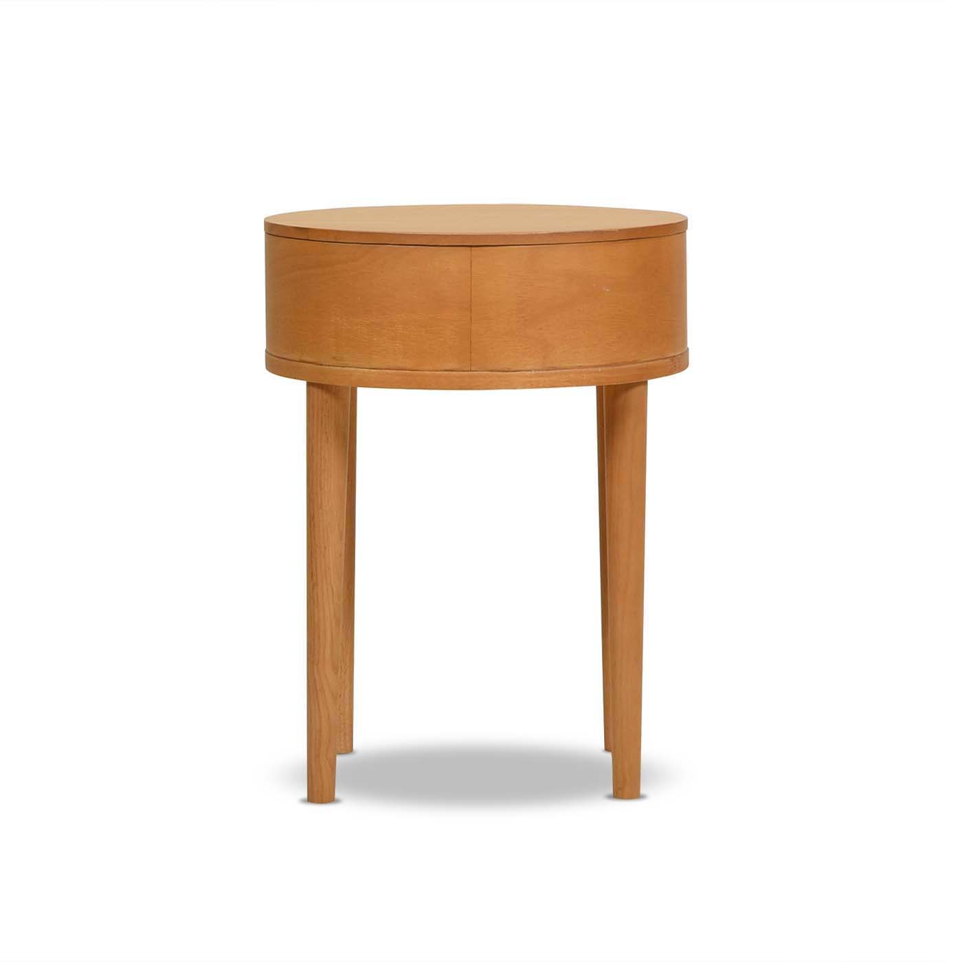 Cabana - Round Cane Storage Side Table - Natural Brown Oak