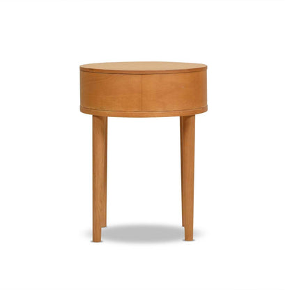 Cabana - Round Cane Storage Side Table - Natural Brown Oak