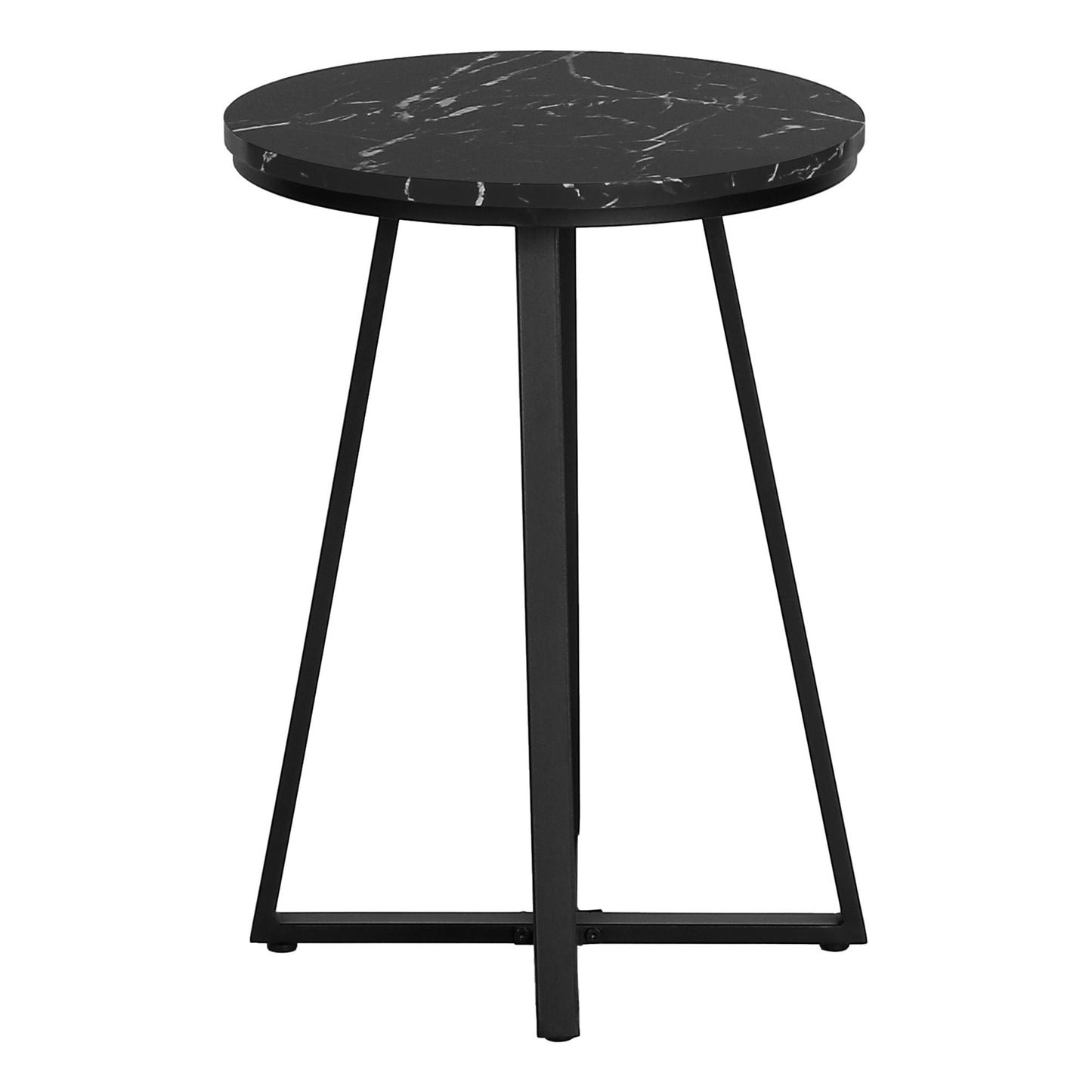 Accent Table, Side, Round Marble Look Contemporary & Modern - Black