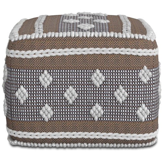 Mapleton - Outdoor / Indoor Pouf - Beige Gray / White