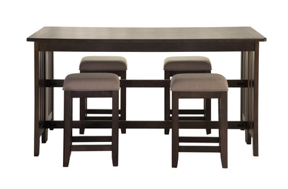 Drop Leaf Table & 4 Stools - Dark Brown