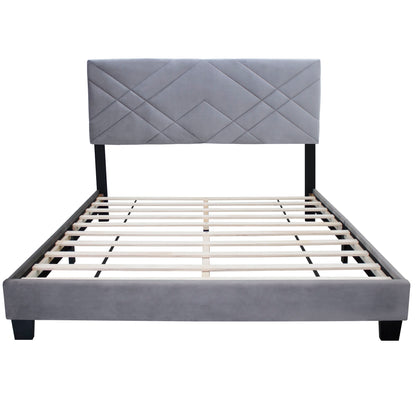 Queen Size Adjustable Upholstered Bed Frame Stain Resistant Cleans Up With A Light Wipe Simple Design Suitable For Any Room