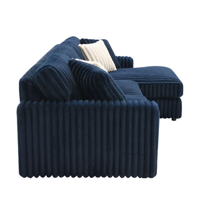 Breton - Sectional Sofa With 4 Pillows - Blue