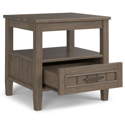 Lev - End Table With Bottom Drawer - Smoky Brown