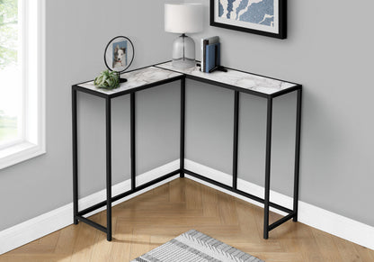 Corner Accent Console Table For Entryway, Unique L-Shaped Design