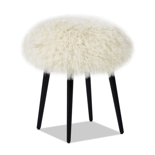 Alberta - Mongolian Sheepskin Round Ottoman