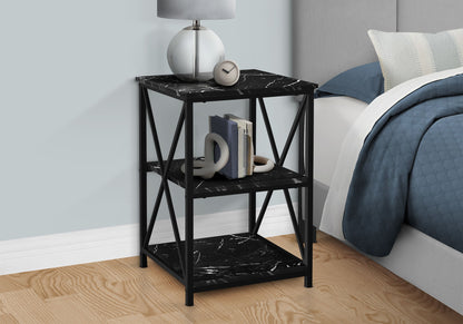 3 Tier Accent Table, Side Marble Look Contemporary & Modern