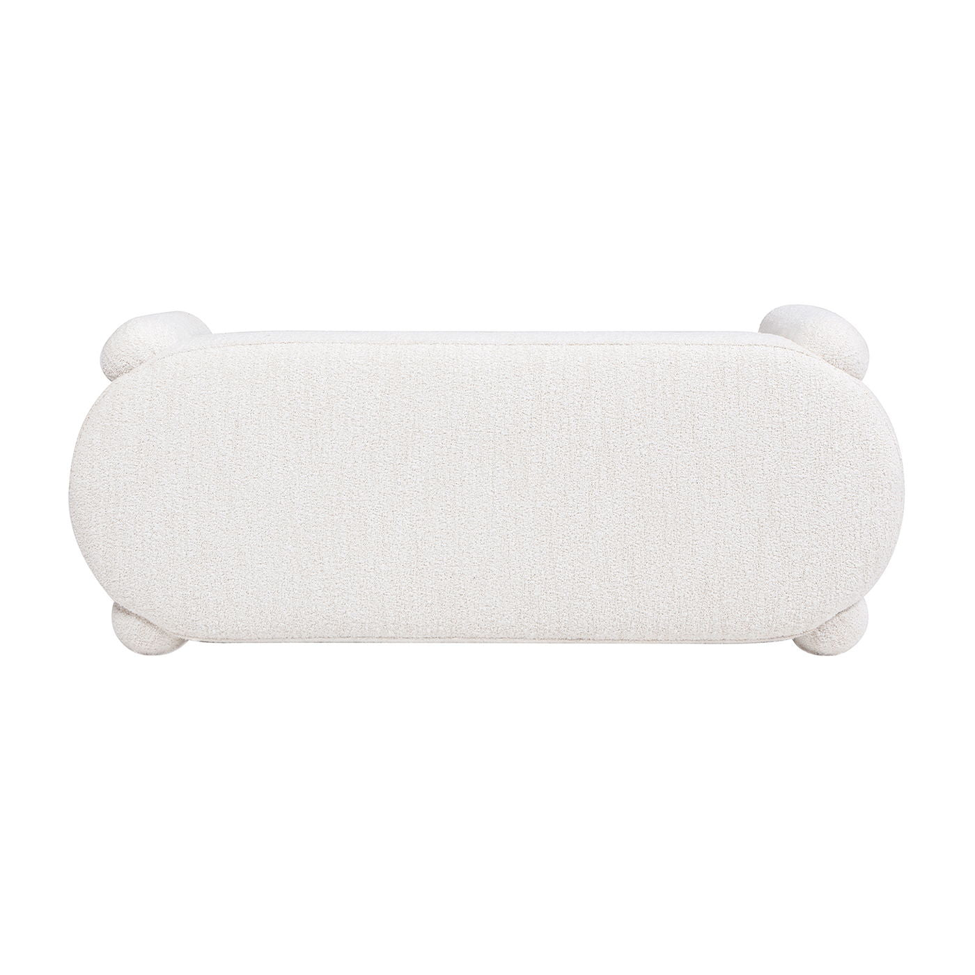 Hugo - Oval Fully Upholstered Bench - Milk Cream White