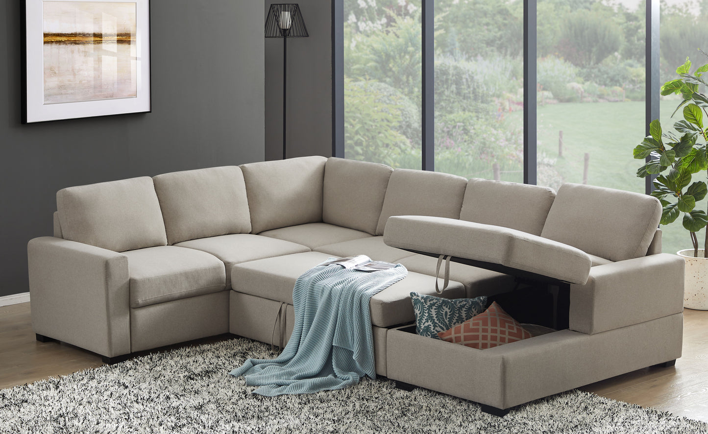 Ketterman - 4 Piece Upholstered Sleeper Sectional